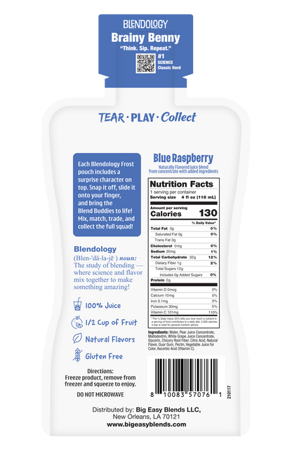Blendology Frost Blue Raspberry 100% Juice Pouches 4 fl oz - 20 Count