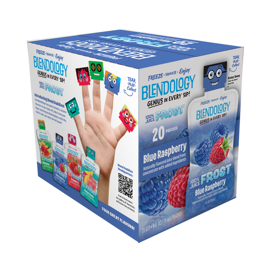 Blendology Frost Blue Raspberry 100% Juice Pouches 4 fl oz - 20 Count