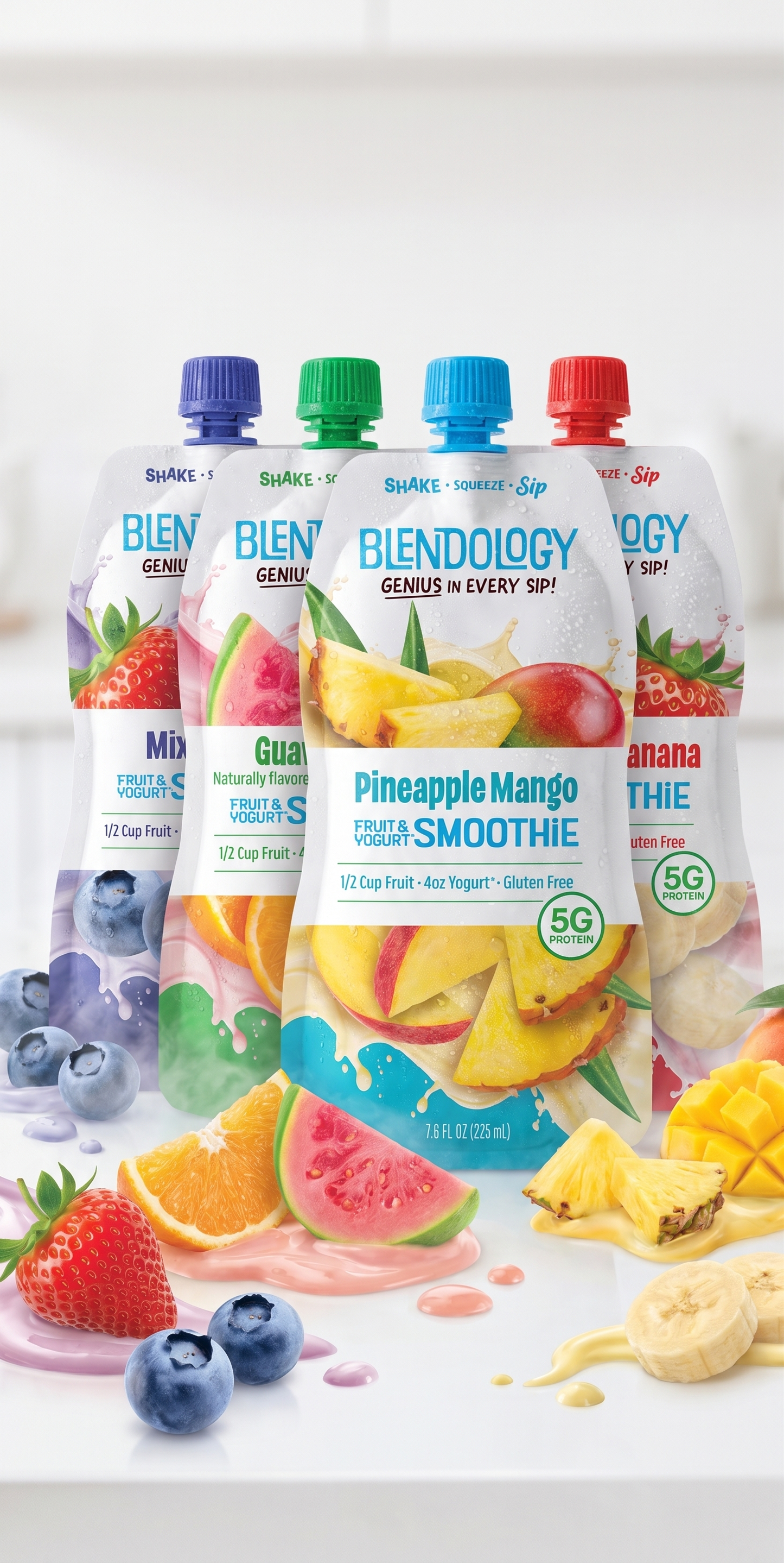 Blendology Yogurt & Fruit Smoothie Pouches
