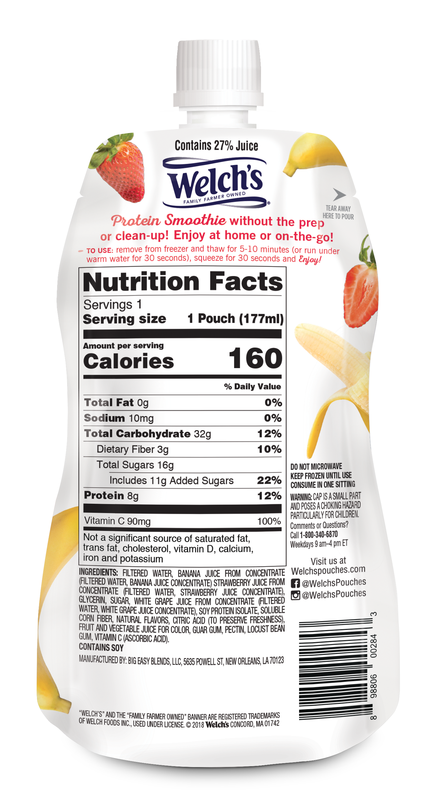 Welch's Protein Smoothie - Strawberry Banana 12- Pack